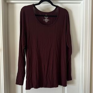 Maurices Deep Burgundy Long Sleeve Relaxed T-shirt